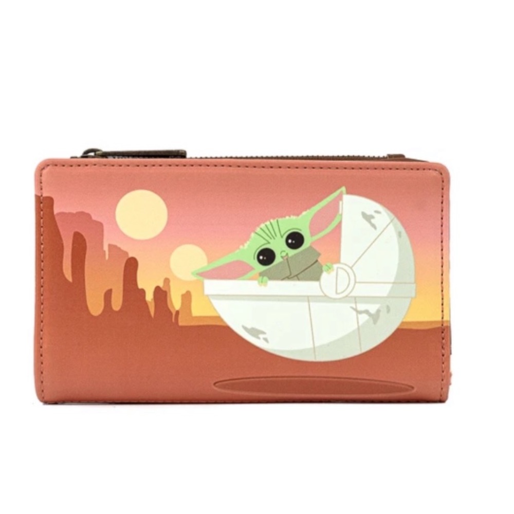Star Wars Graphic The Child Baby Yoda Grogu Wait For Me Bi-fold Wallet.